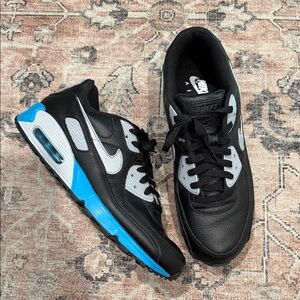 NEVER WORN Nike Men's AirMax 90 Black, Light Grey and Teal Sneakers